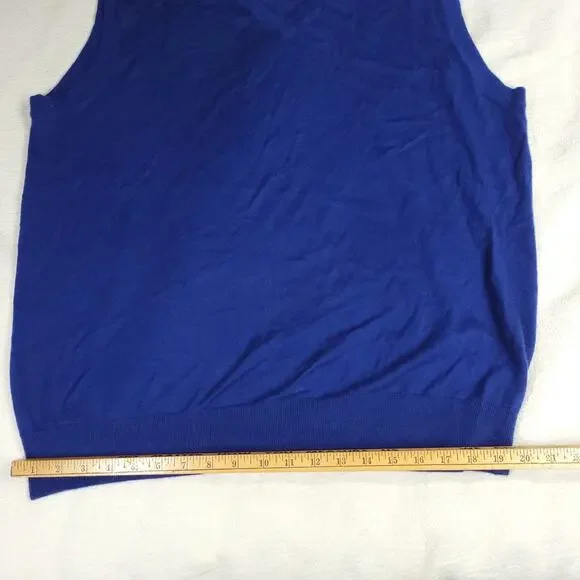 Williams & Kent Sweater Mens XL Blue 100% Cashmere V Neck Sleevless Preppy Work - Picture 3 of 11
